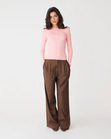 Tania Crew Neck Knit in blush pink — full-length view