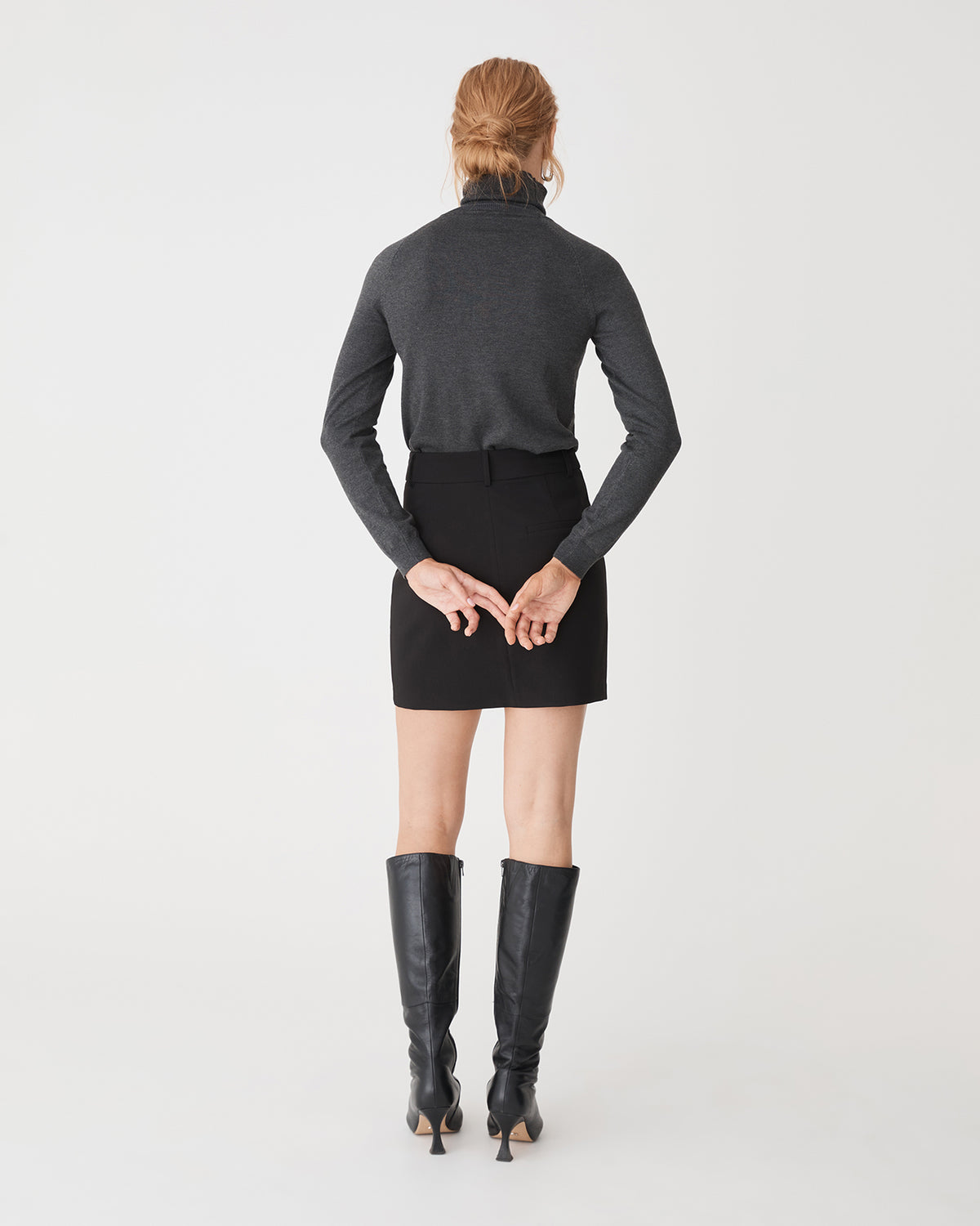 Clarisse Turtleneck Sweater in charcoal — back view