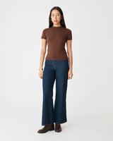 Catherine Short Sleeve Knit in brown — full-length view