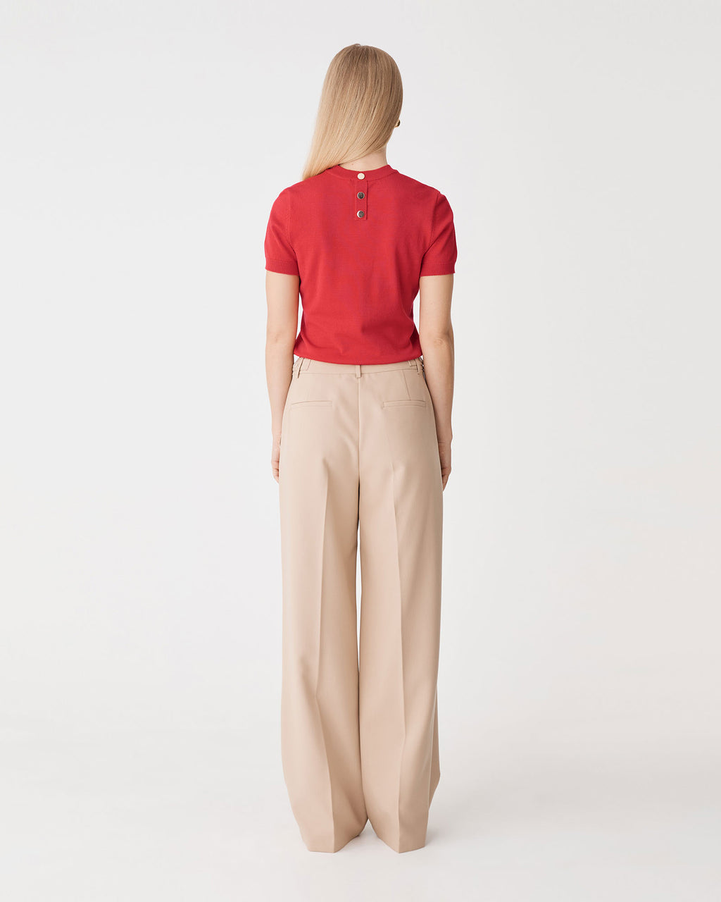 Catherine Short Sleeve Knit in scarlet — back view