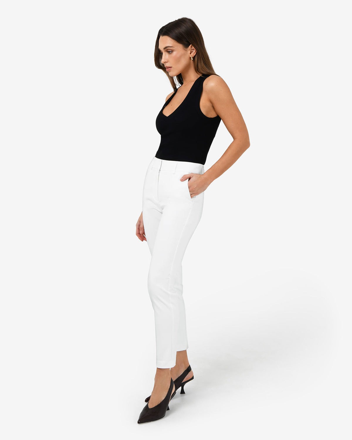 Safira High-Waist Trousers in ivory — side view