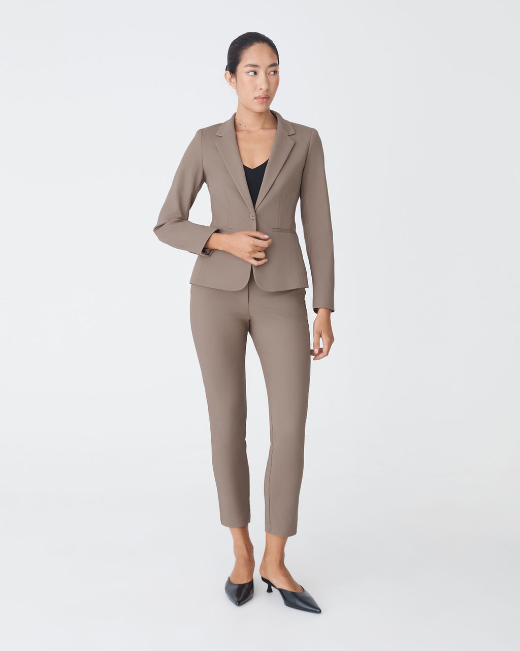 Safira High-Waist Trousers in walnut — full-length view 2
