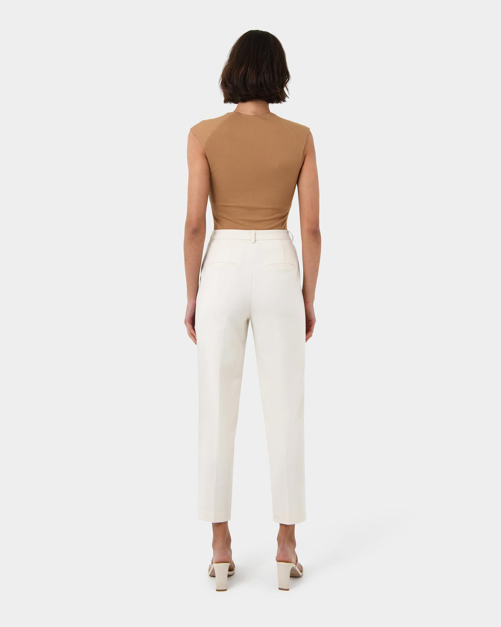 Soho Scoop Neck Top in light camel — back view