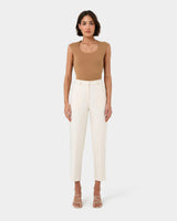 Soho Scoop Neck Top in light camel — full-length view