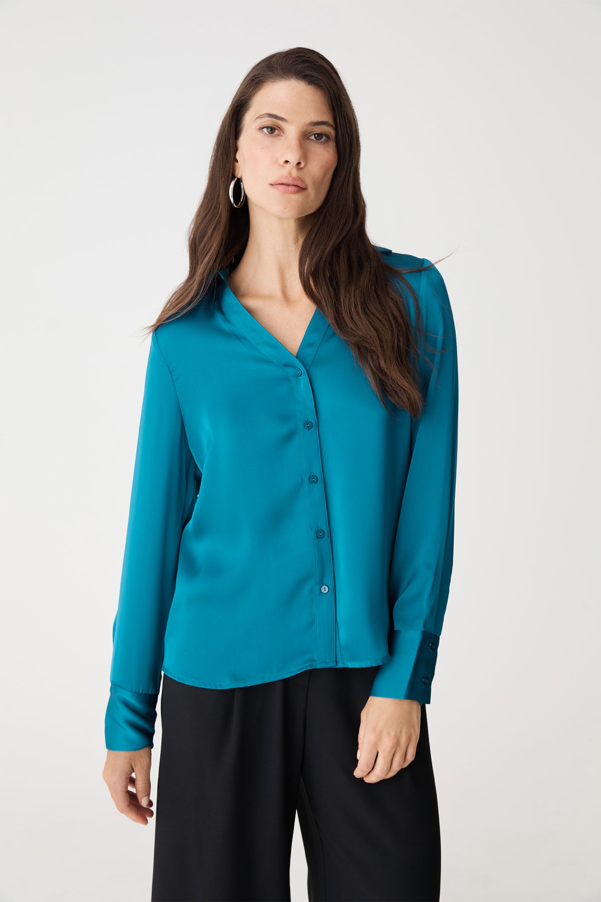 Lila V-Neck Satin Blouse