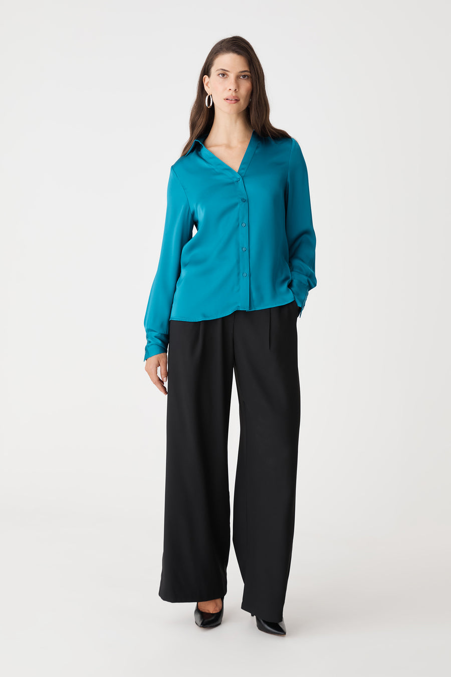 Lila V-Neck Satin Blouse