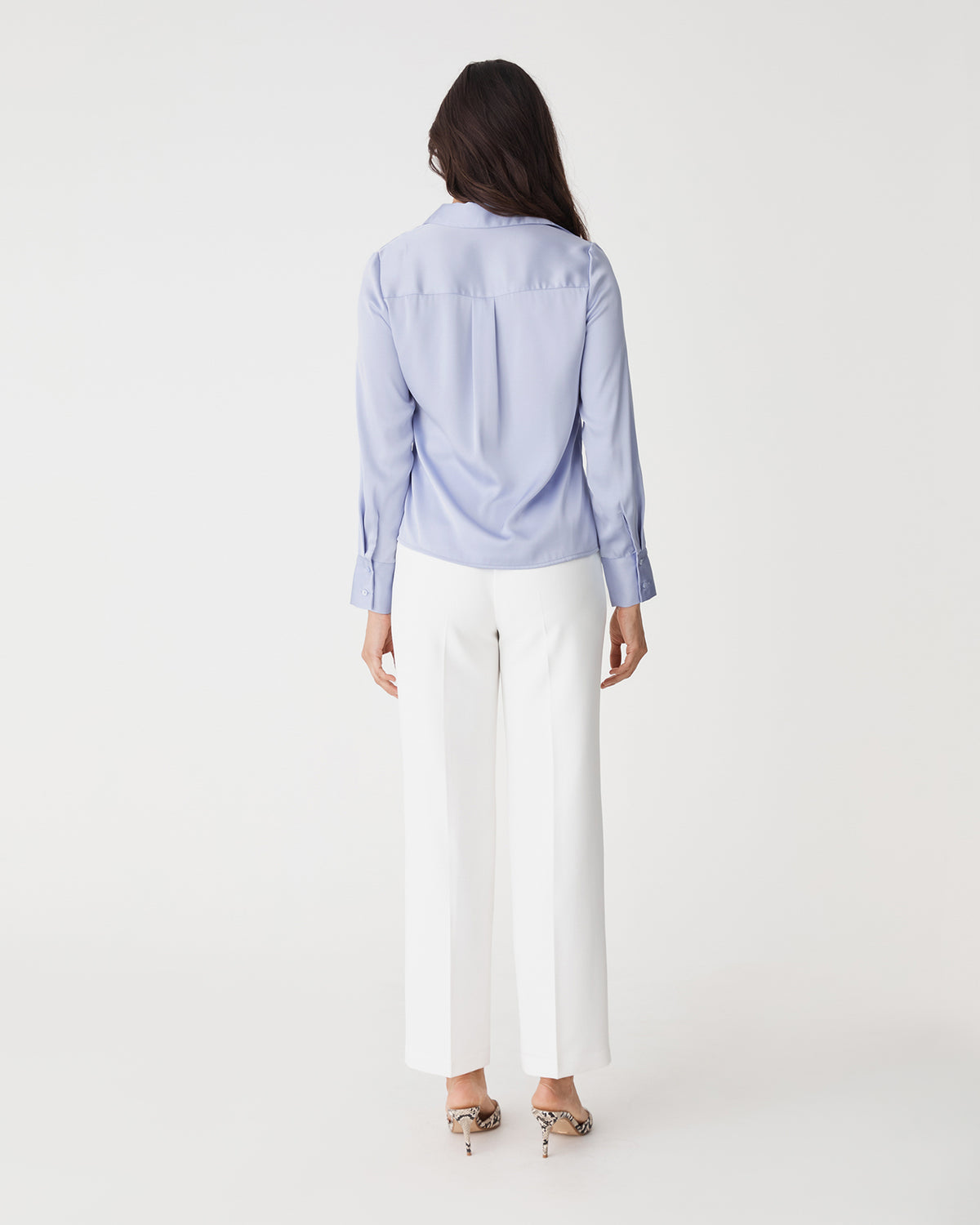 Mae Satin Shirt in lilac — back view