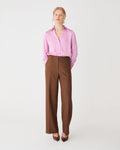 Lila V-Neck Satin Blouse in orchid — full-length view