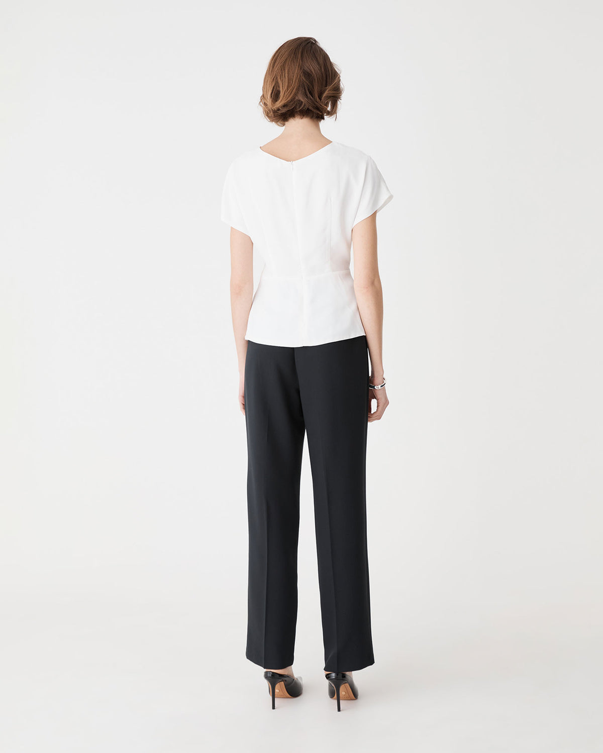 Athena Draped Top in ivory — back view