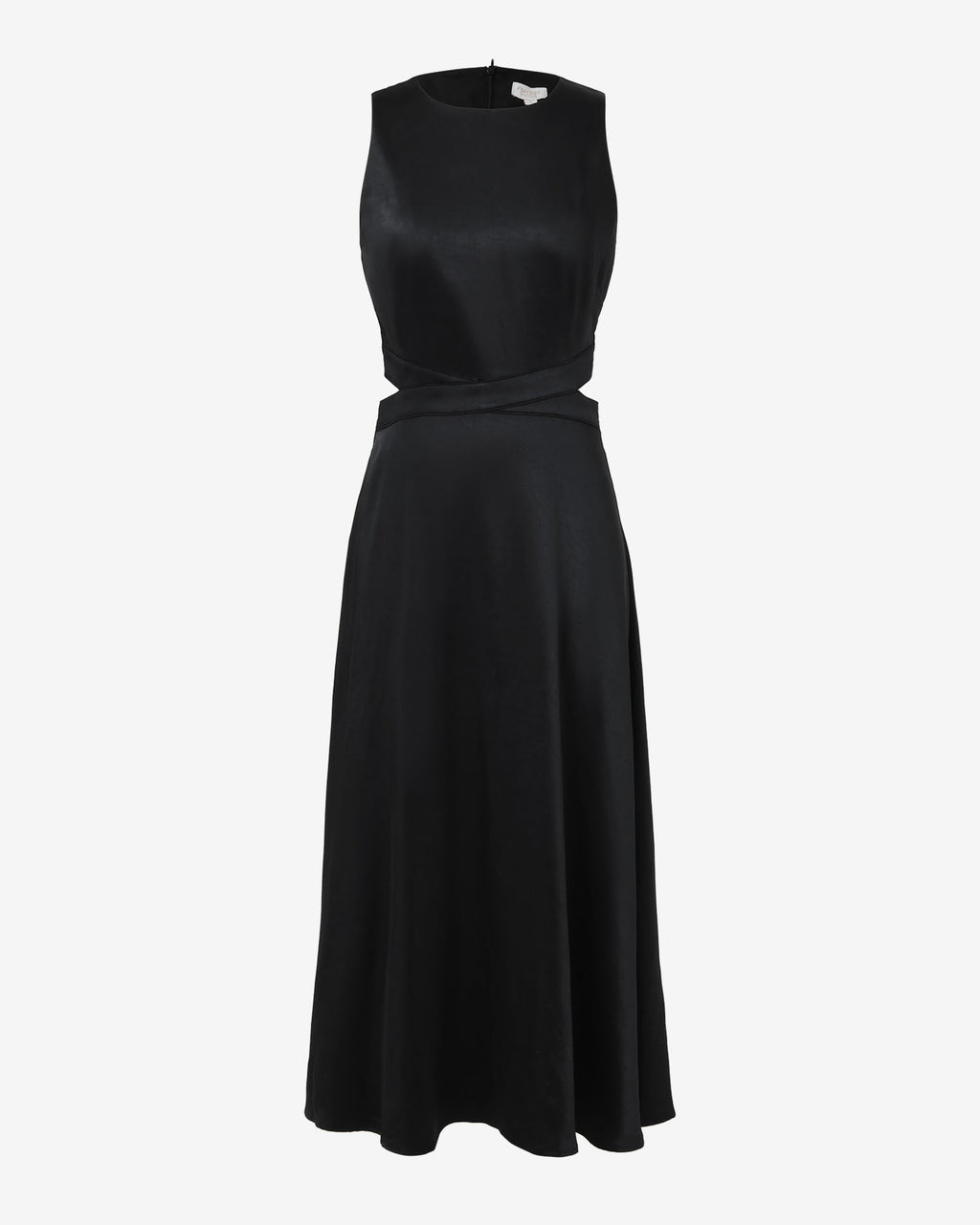 Louisa Cut Out Satin Dress in black — product-only view