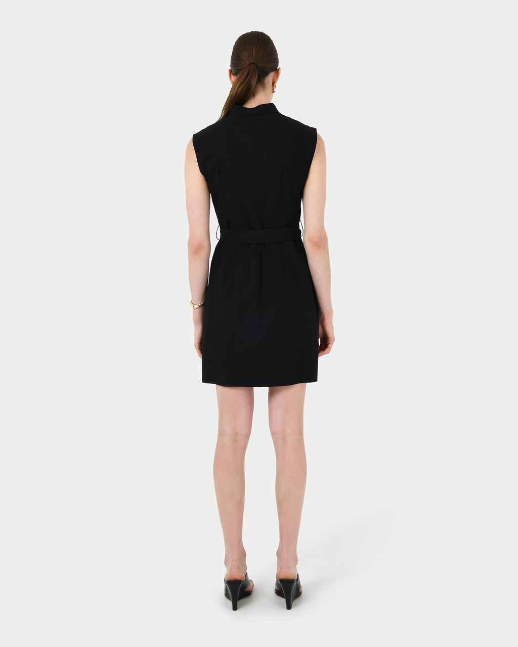 Kiran Utility Tie Dress in black — back view