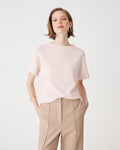 Jemma Relaxed Knit Top in blush pink — close-up view