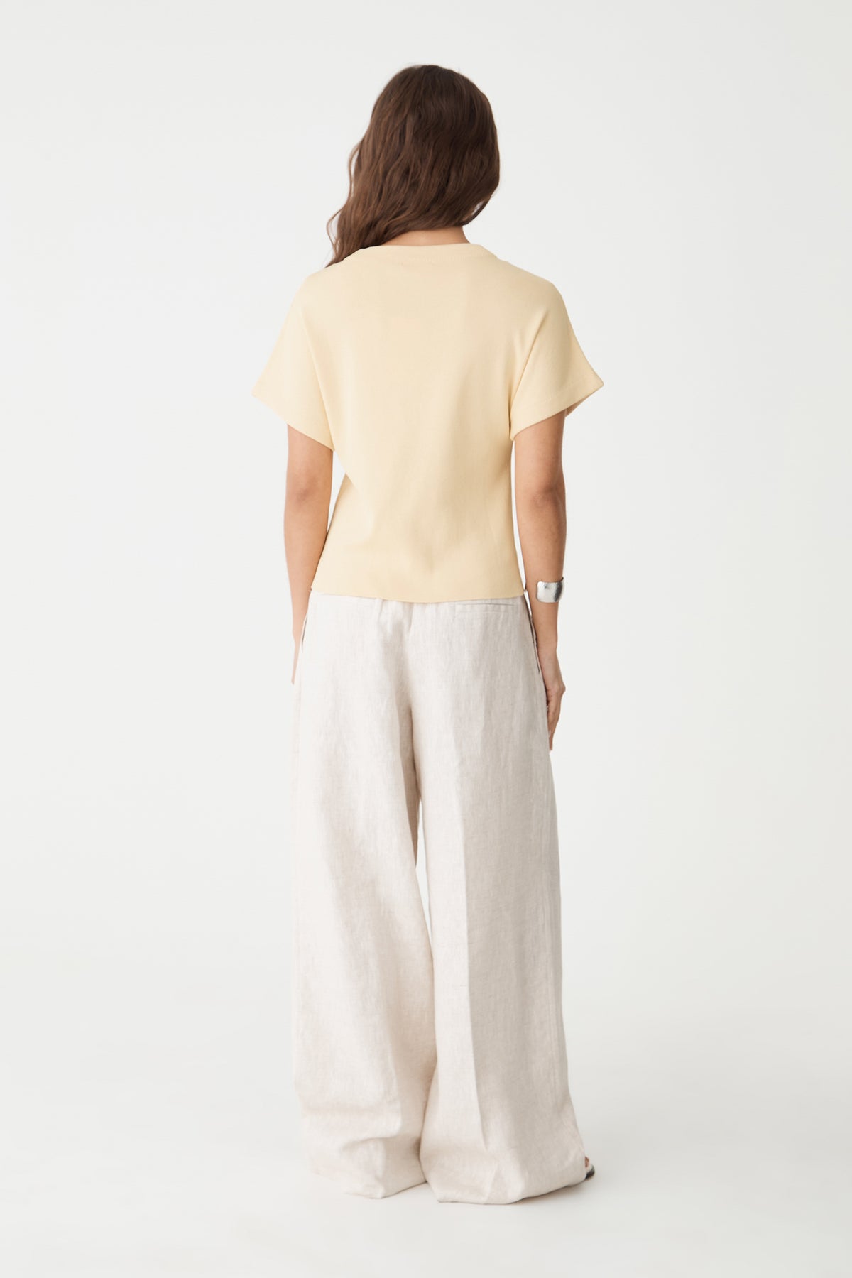 Back view of the butter yellow Jemma Relaxed Knit Top