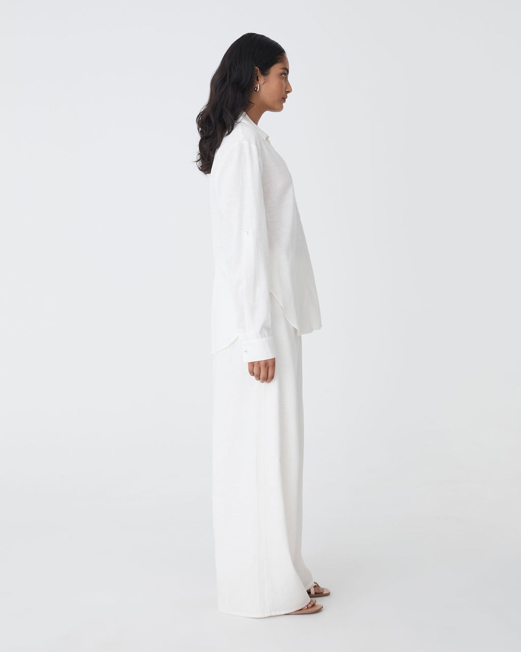 Jazie Tencel Linen Pants in ivory — side view 2