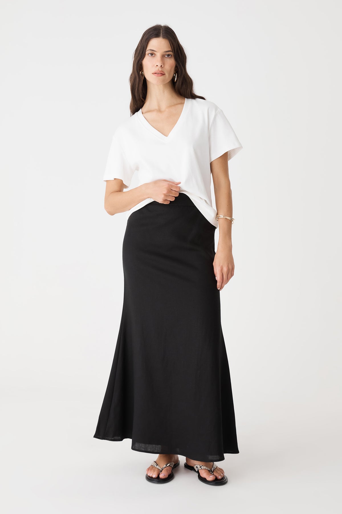Amelia Linen Blend Maxi Skirt