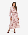 Lesley Tiered Floral Dress in pink floral — full-length view