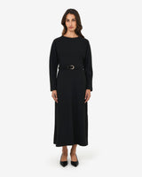 Karina Dolman Midi Dress in black — full-length view