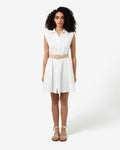 Ami Linen Mini Beach Dress in ivory — full-length view