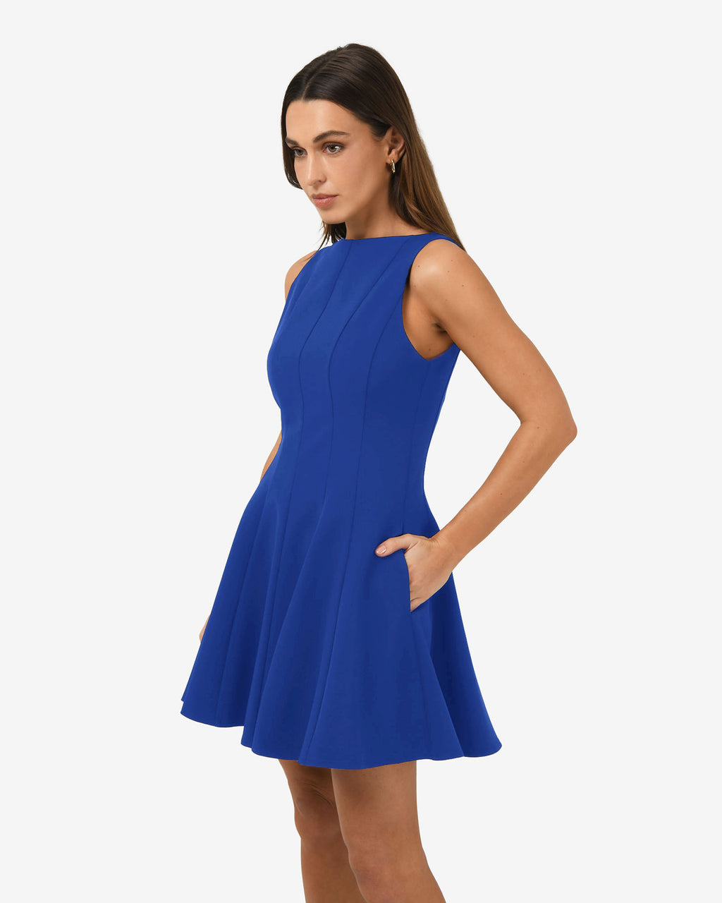 Sandy Panel Mini Dress in electric blue — view 3