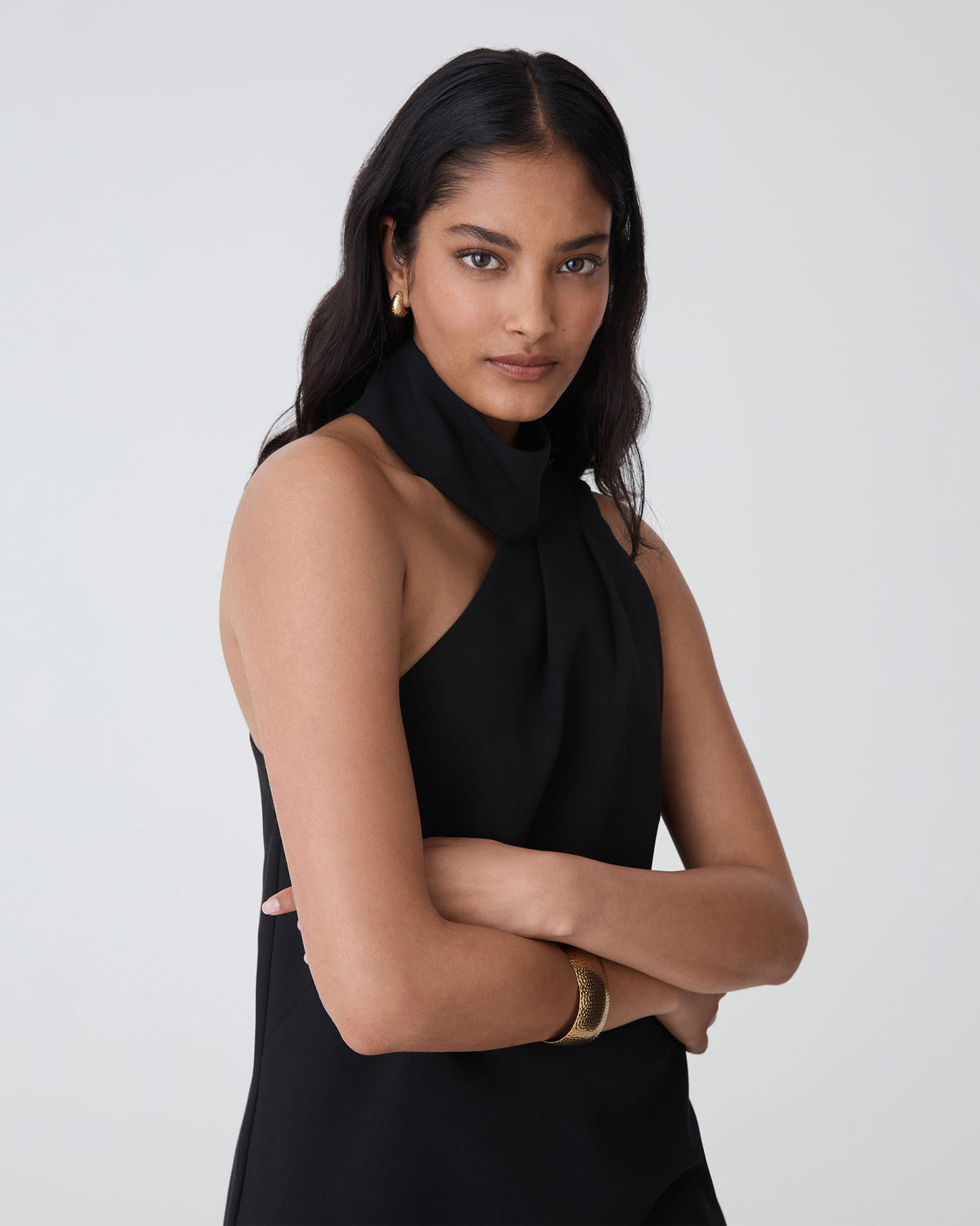 Lydia One Shoulder Mini Dress in black — side view
