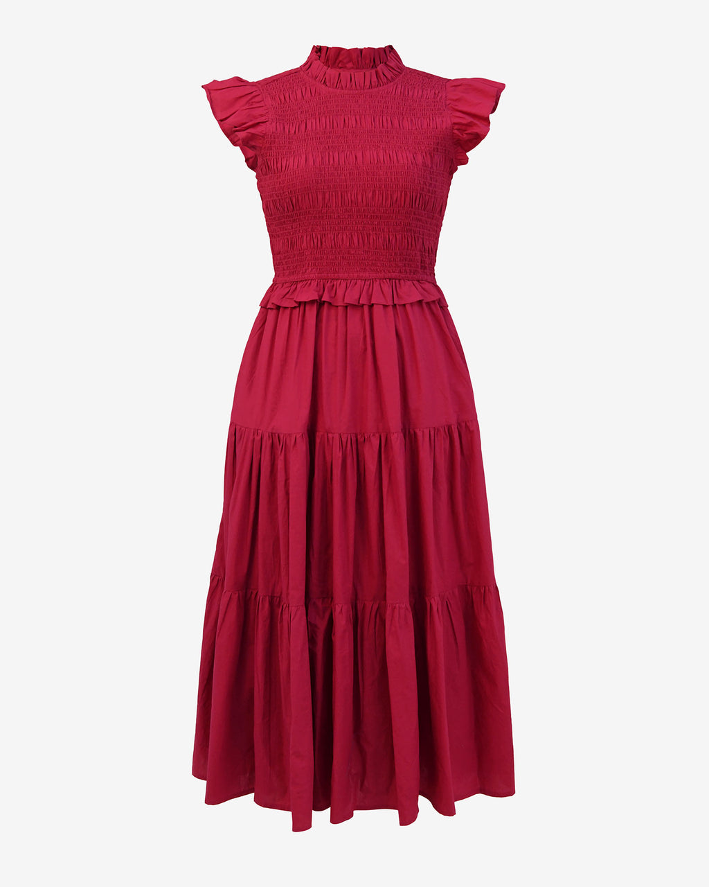 Gia Cotton Poplin Dress in crimson — product-only view