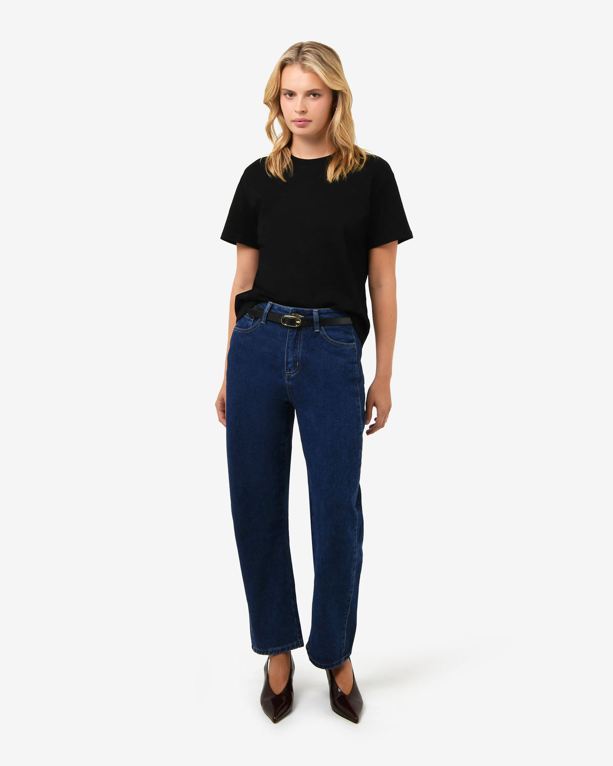 Bondi Barrel Leg Jeans in classic blue — full-length view 2