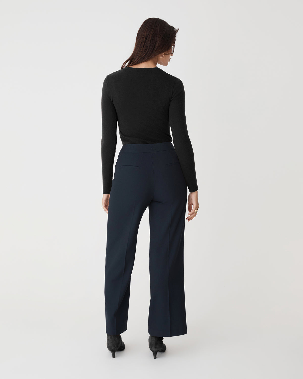 Henley Button Up Knit in black — back view
