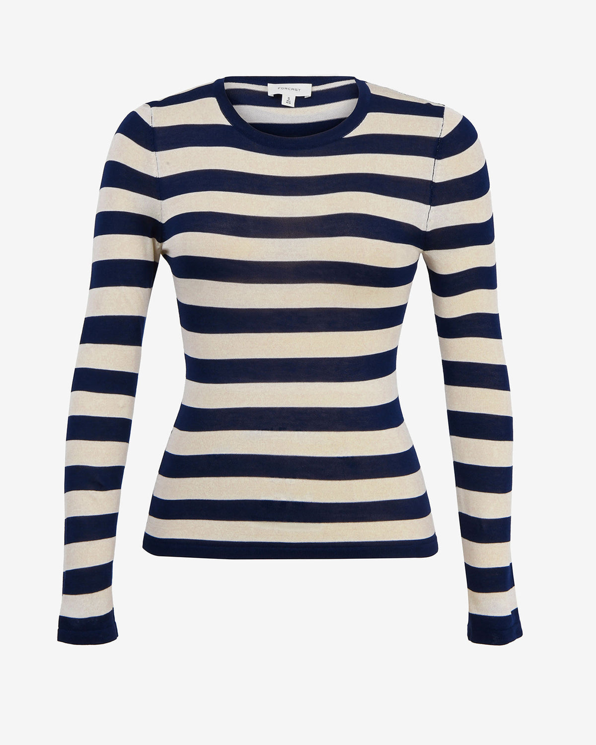 Lana Stripe Knit Top in navy cream — product-only view