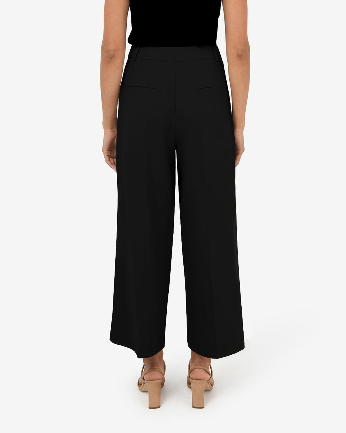 Mallory Herringbone Culottes in black — back view