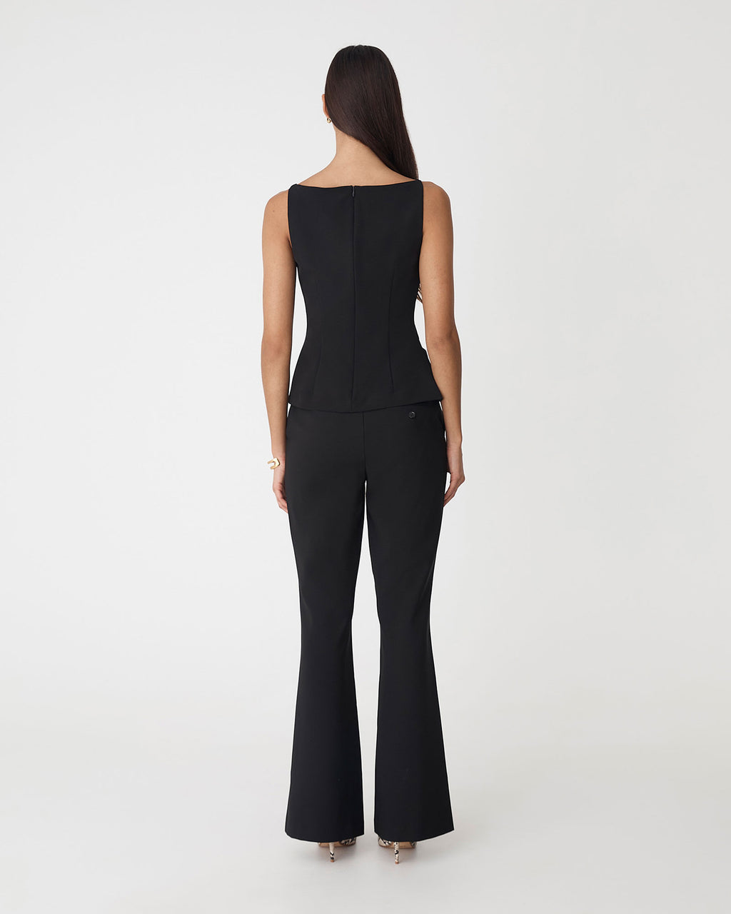 Hannah Stretch Bootleg Pants in black — back view