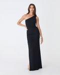 Kirsty Bamboo Ruched Skirt in black — full-length view