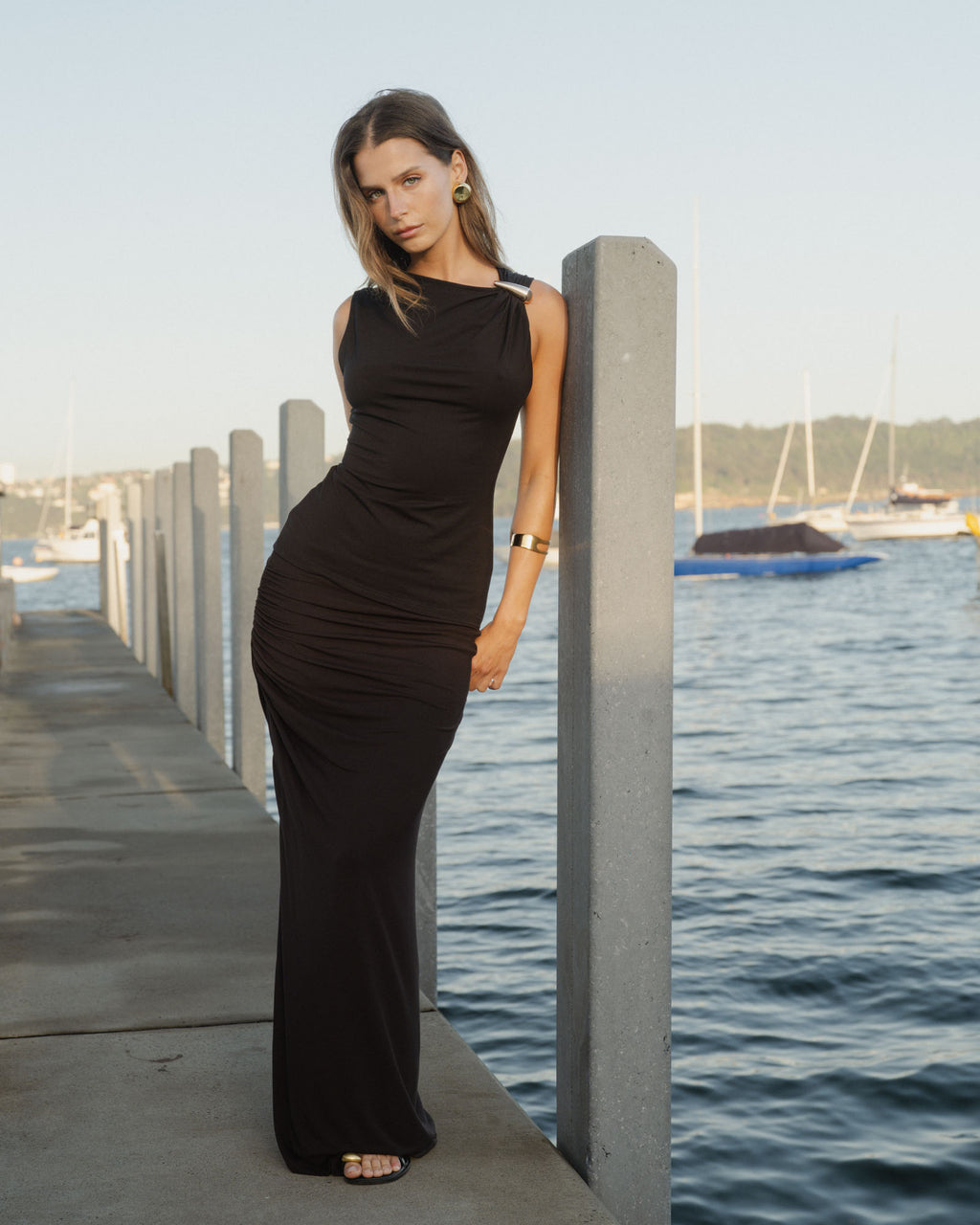 Kirsty Bamboo Ruched Skirt in black — alternate view