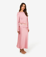 Valeria Long Sleeve Top in pink — full-length view