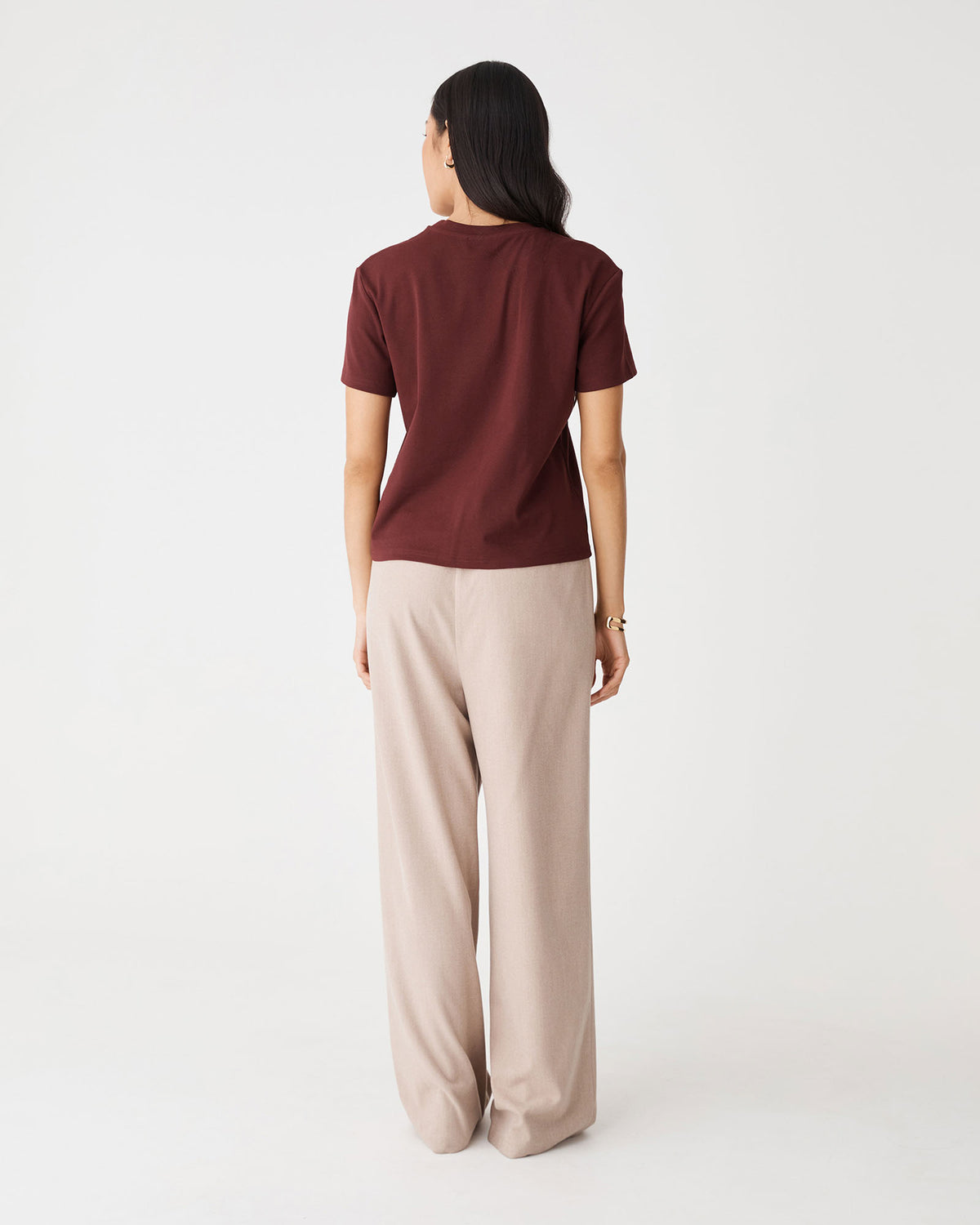May Relaxed Cotton T-shirt in cabernet — back view