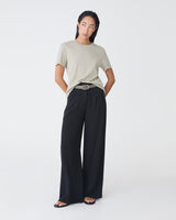 May Relaxed Cotton T-shirt in soft khaki — full-length view