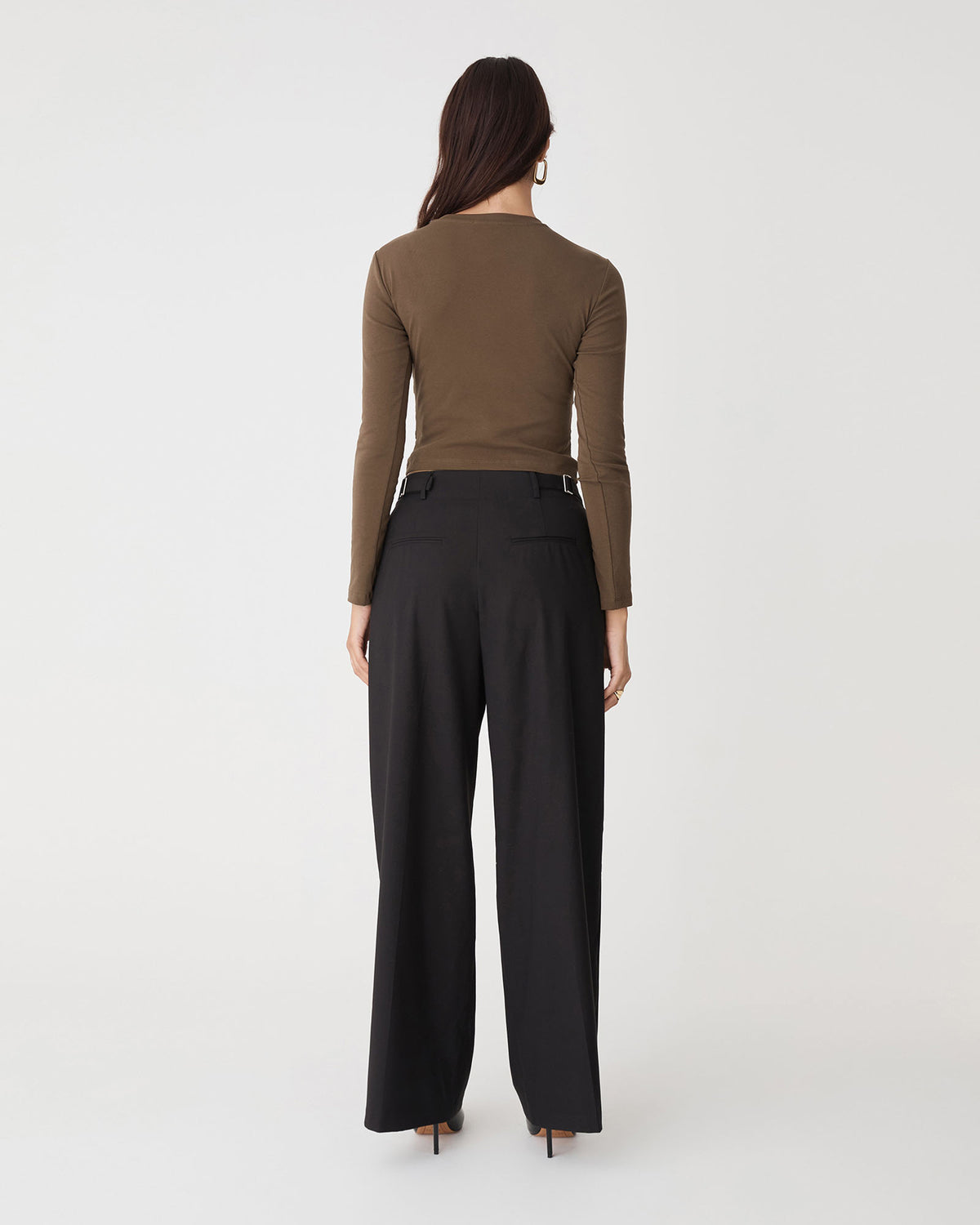 Wyatt Long Sleeve Tee in espresso — back view