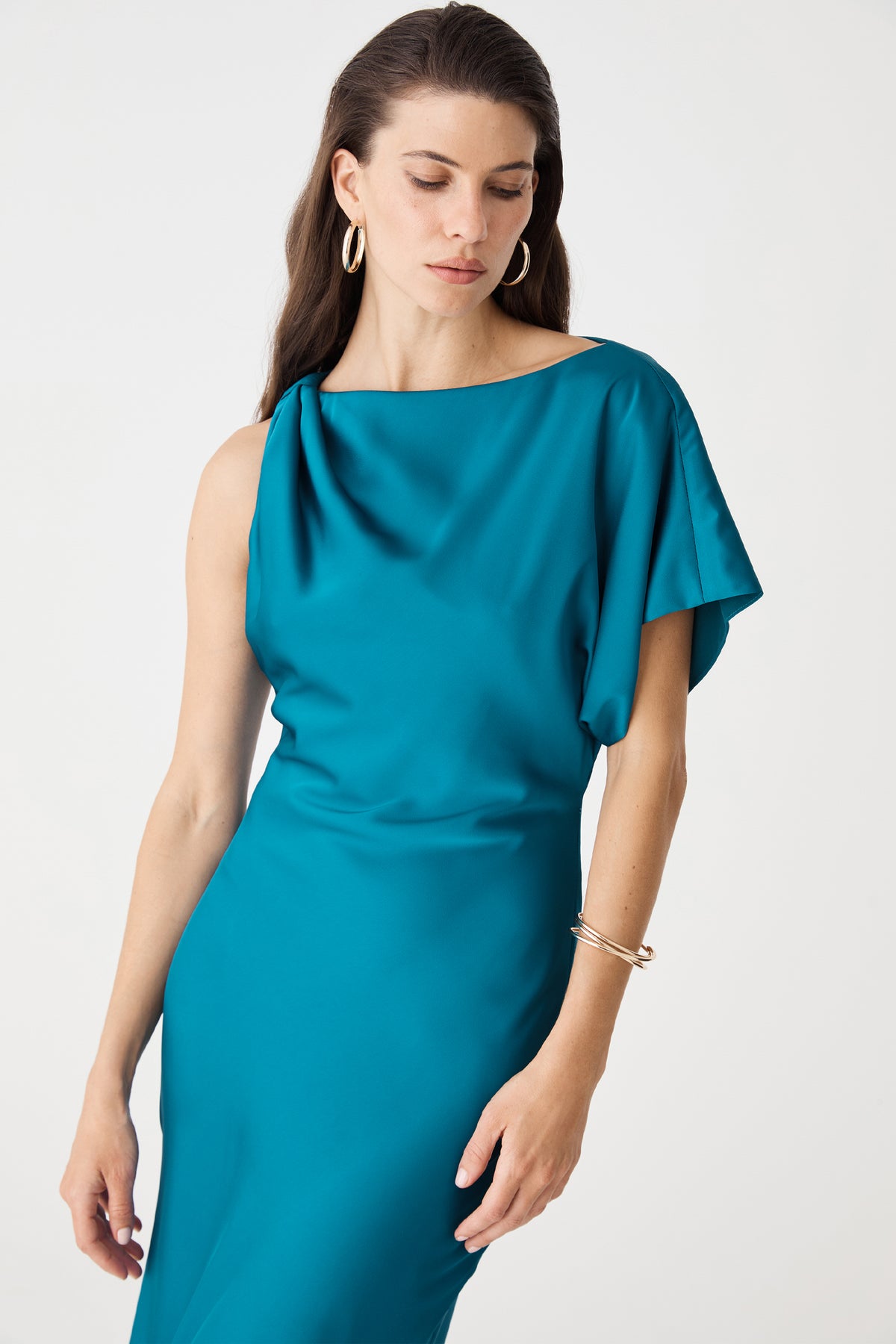 Aurelia Asymmetric Satin Dress