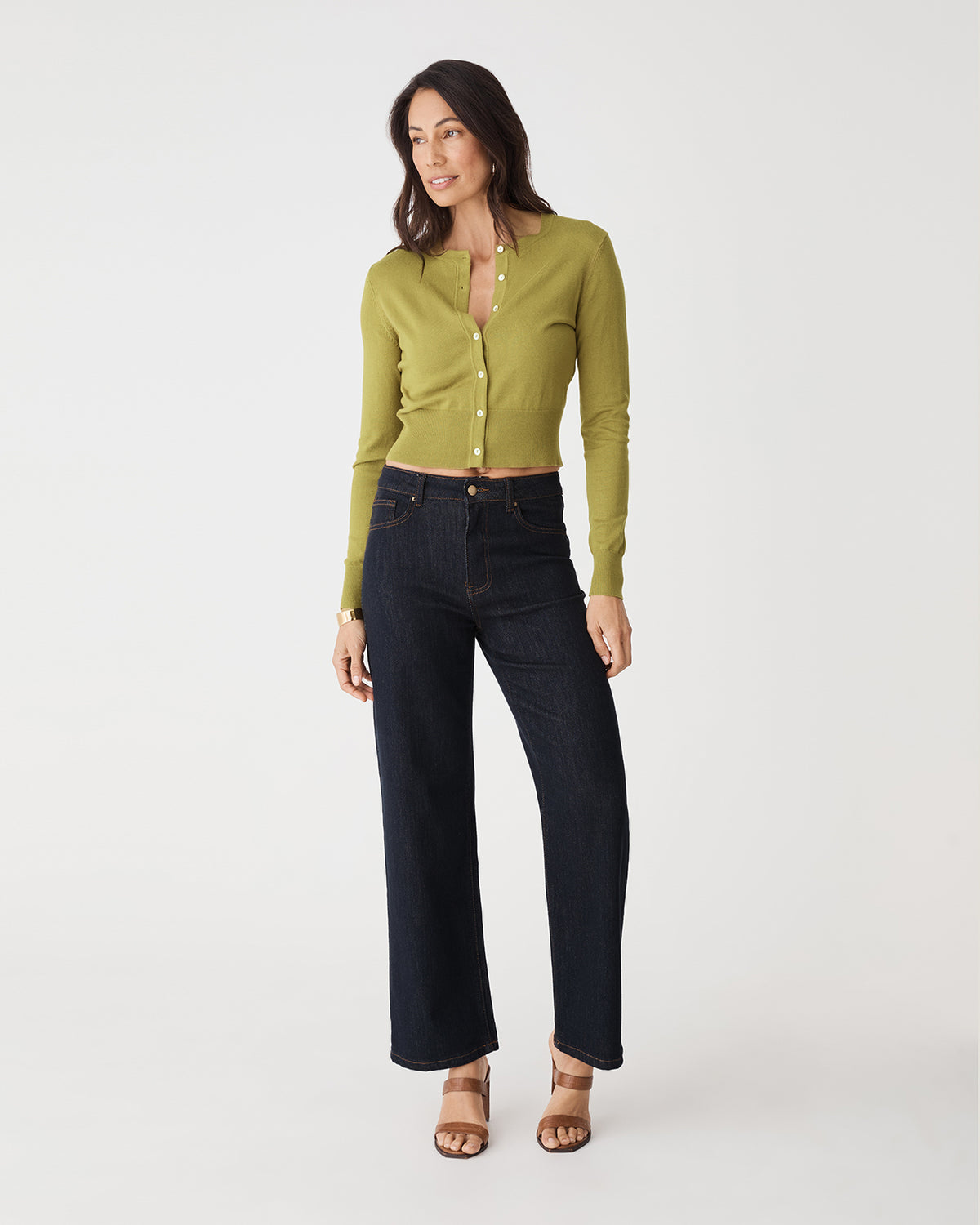 Mary Straight Leg Jeans in indigo — close-up view