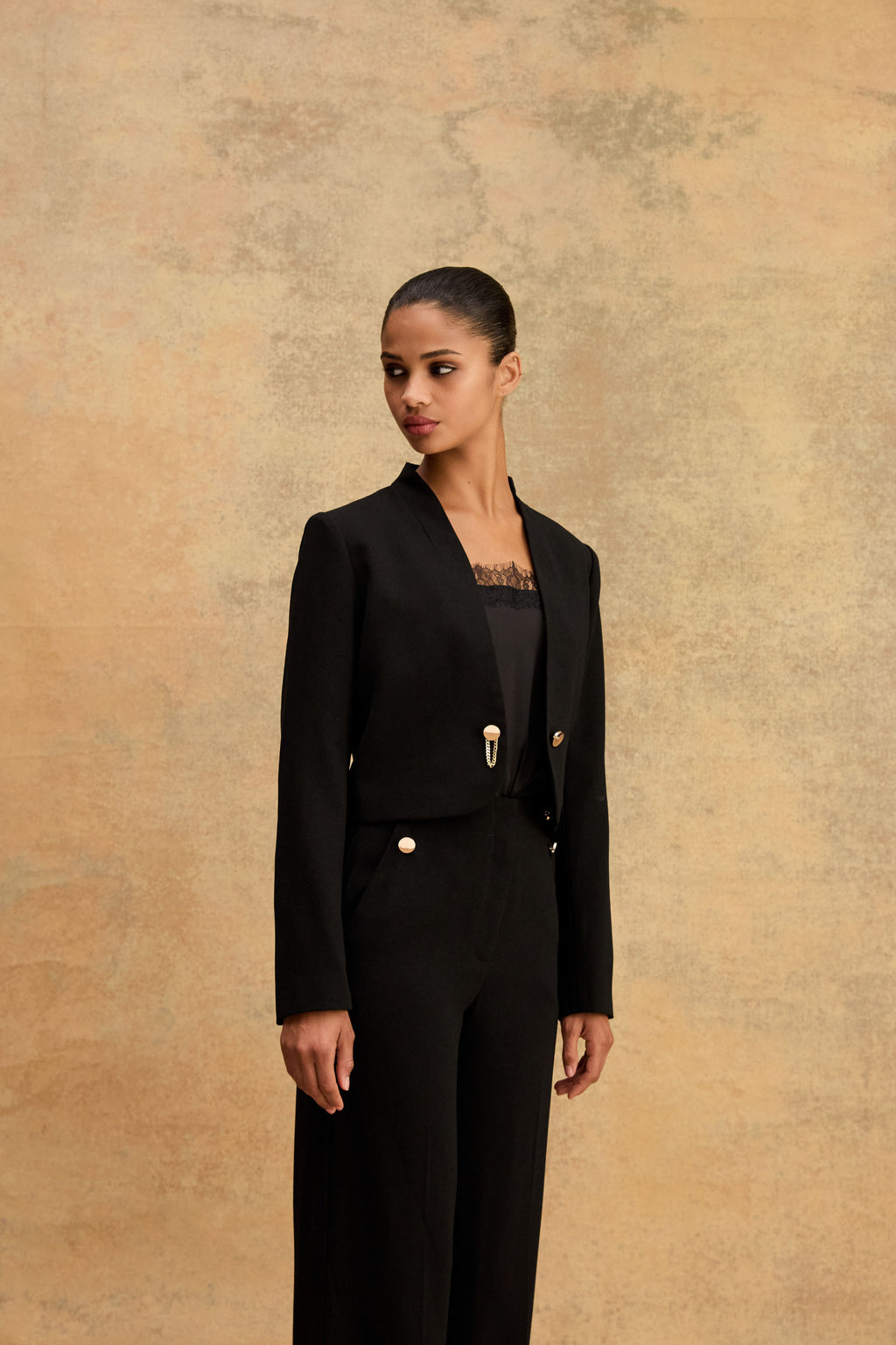 Veronica Crop Crepe Jacket