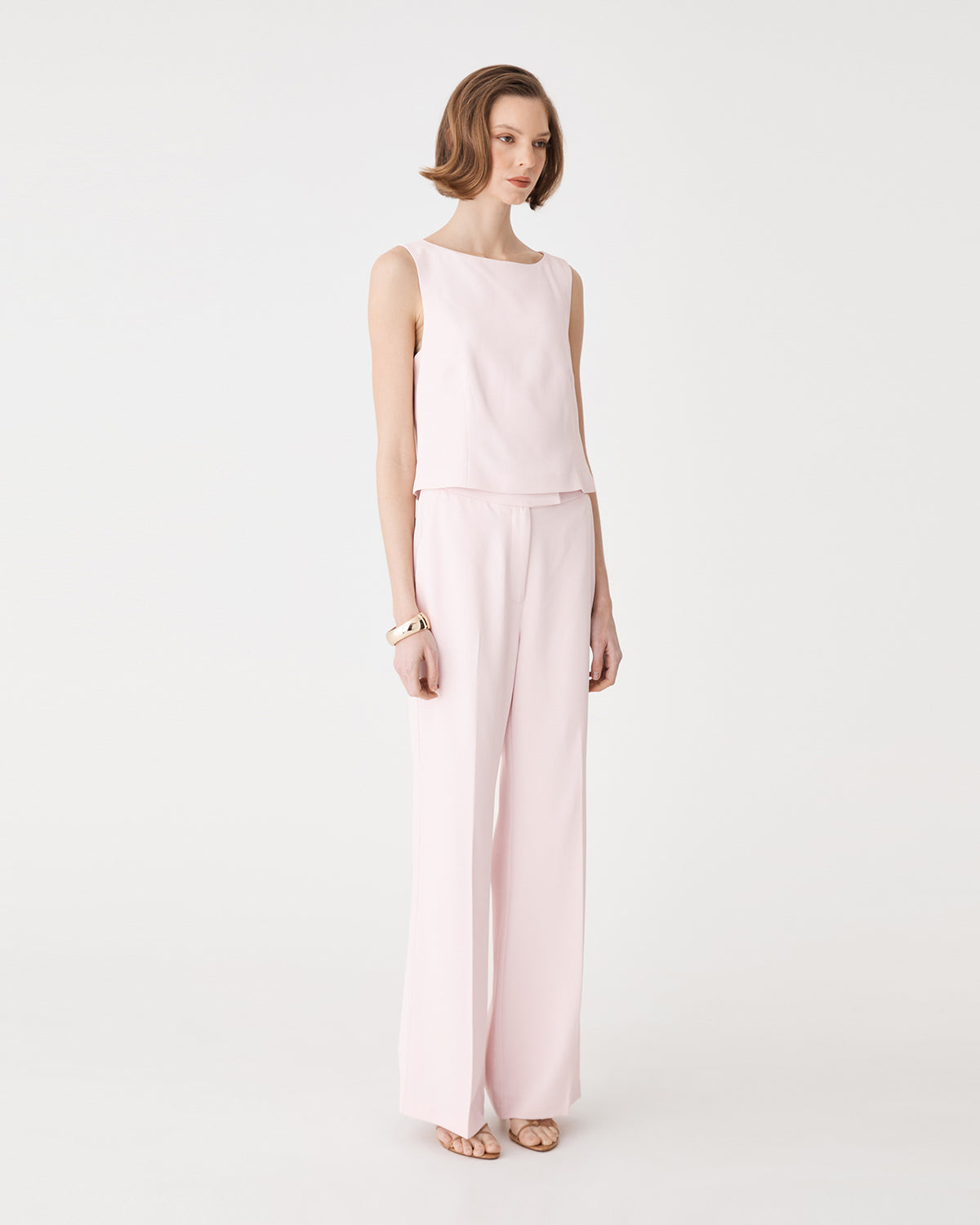 Chelsea Sleeveless Top in petal pink — side view