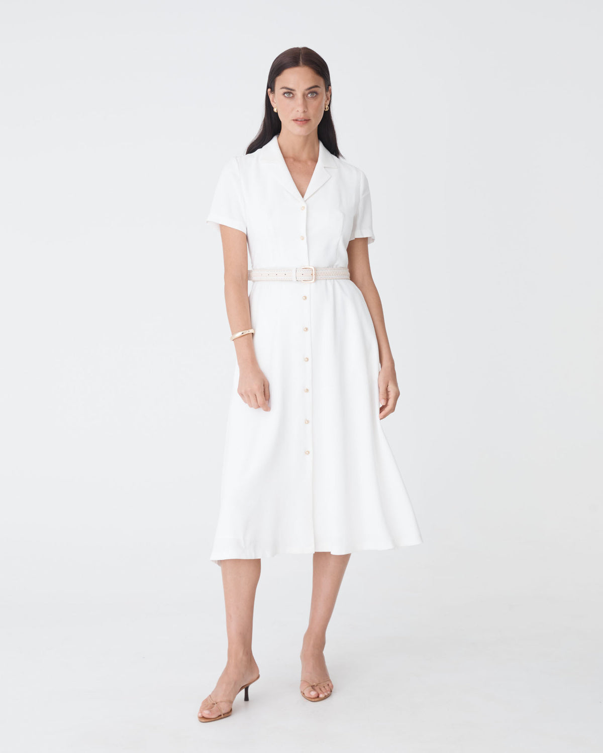 Goulbury Shirt Dress in ivory — full-length view