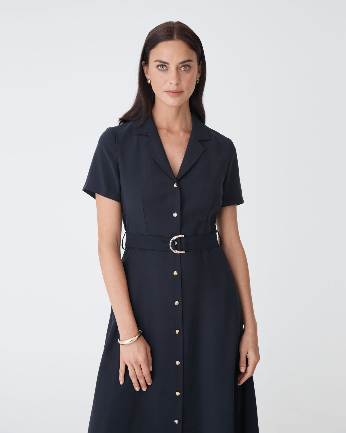 Goulbury Shirt Dress in navy — close-up view