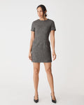 Harper Tailored Mini Dress in black melange — full-length view