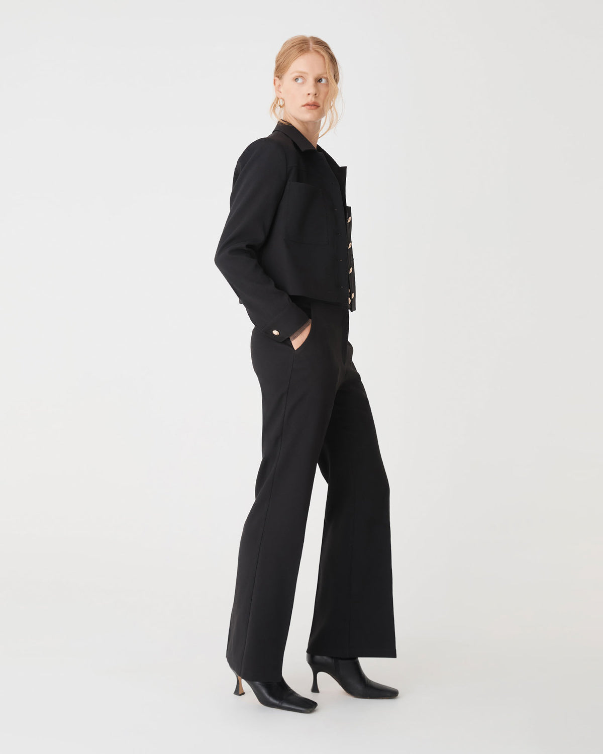 Sadie Patch Pocket Crop Jacket in black — side view