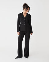 Lydia Fitted Waist Blazer in black — full-length view