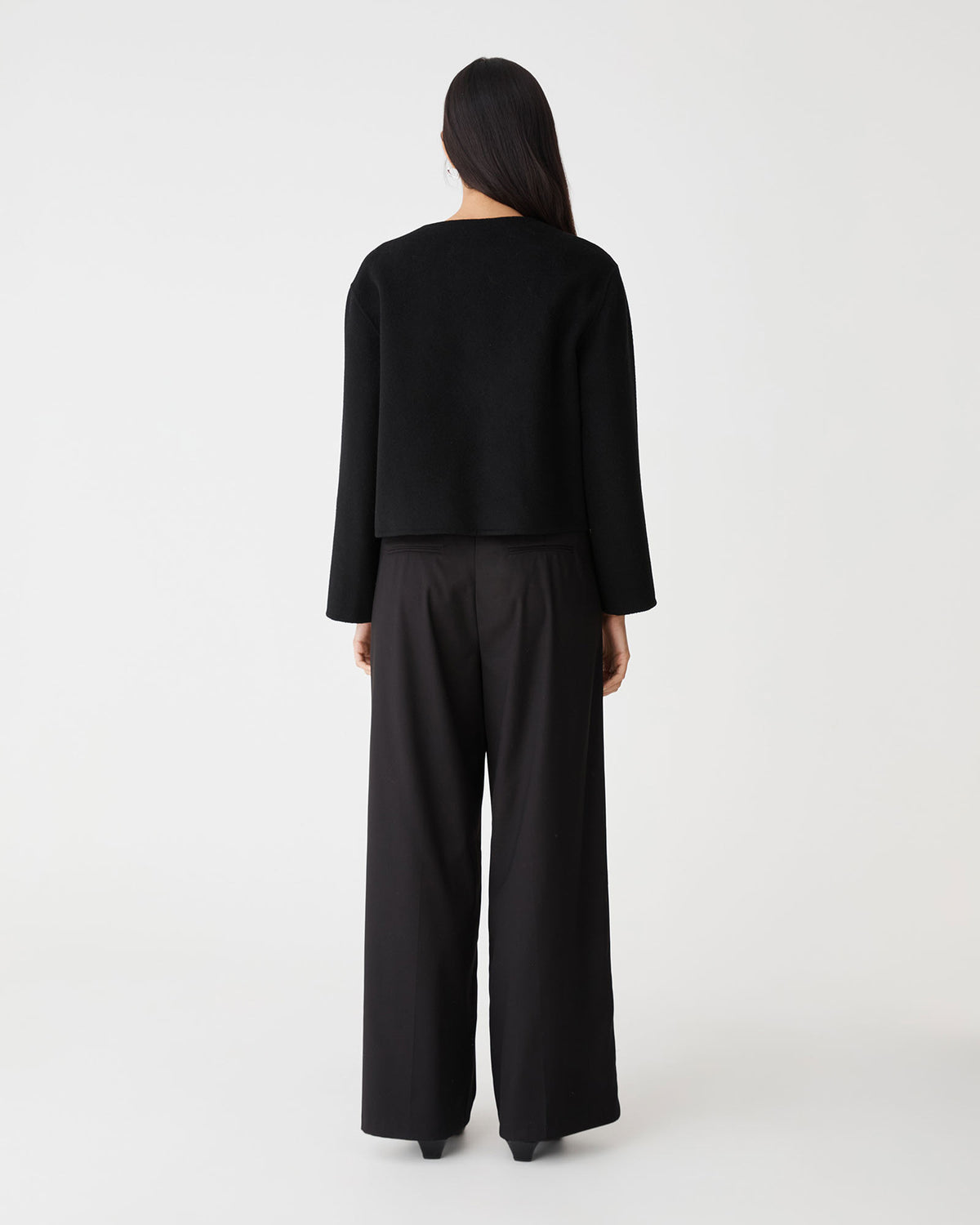 Alani Crop Wool Jacket in black — back view
