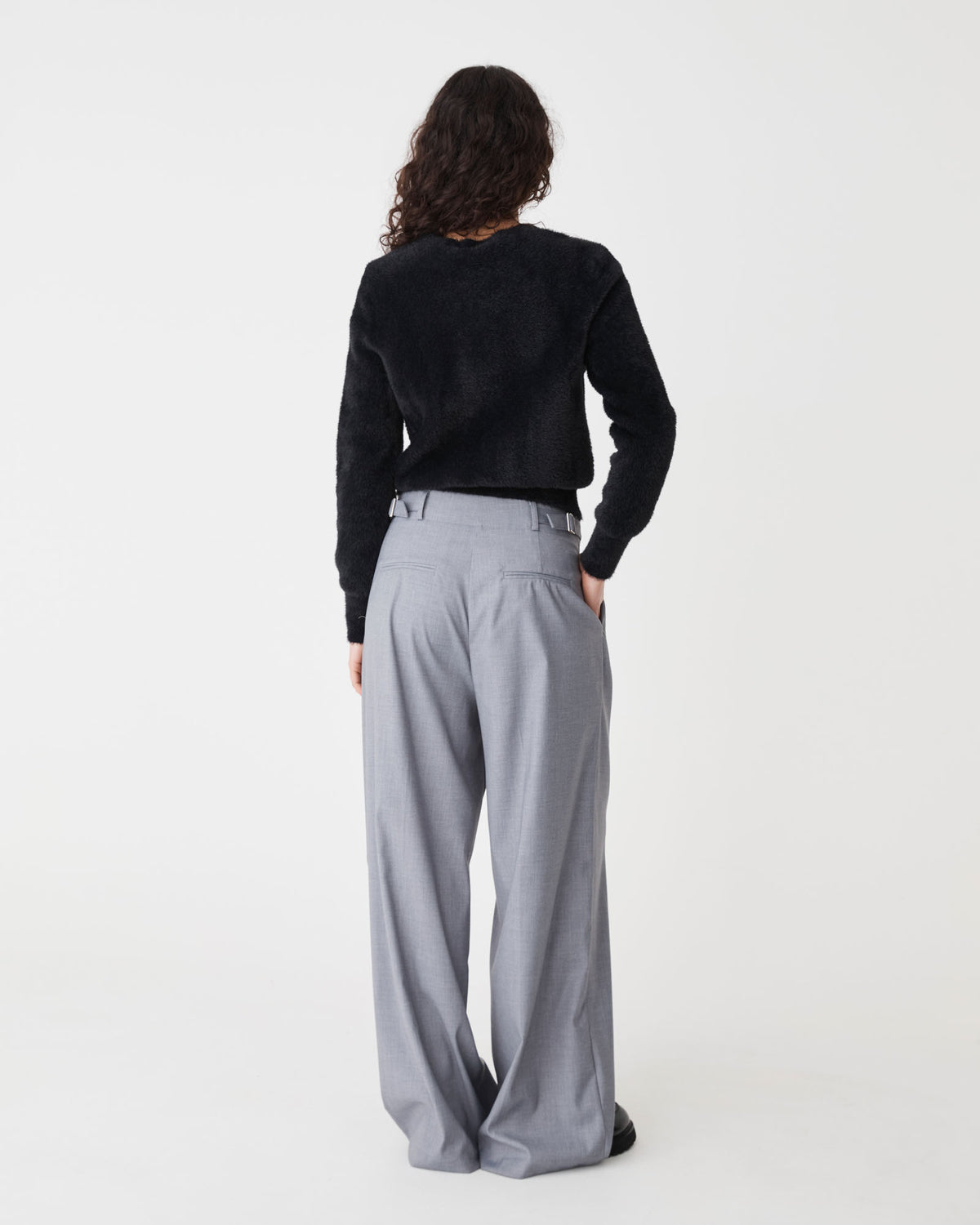 Vanessa Fluffy Jumper in black — back view