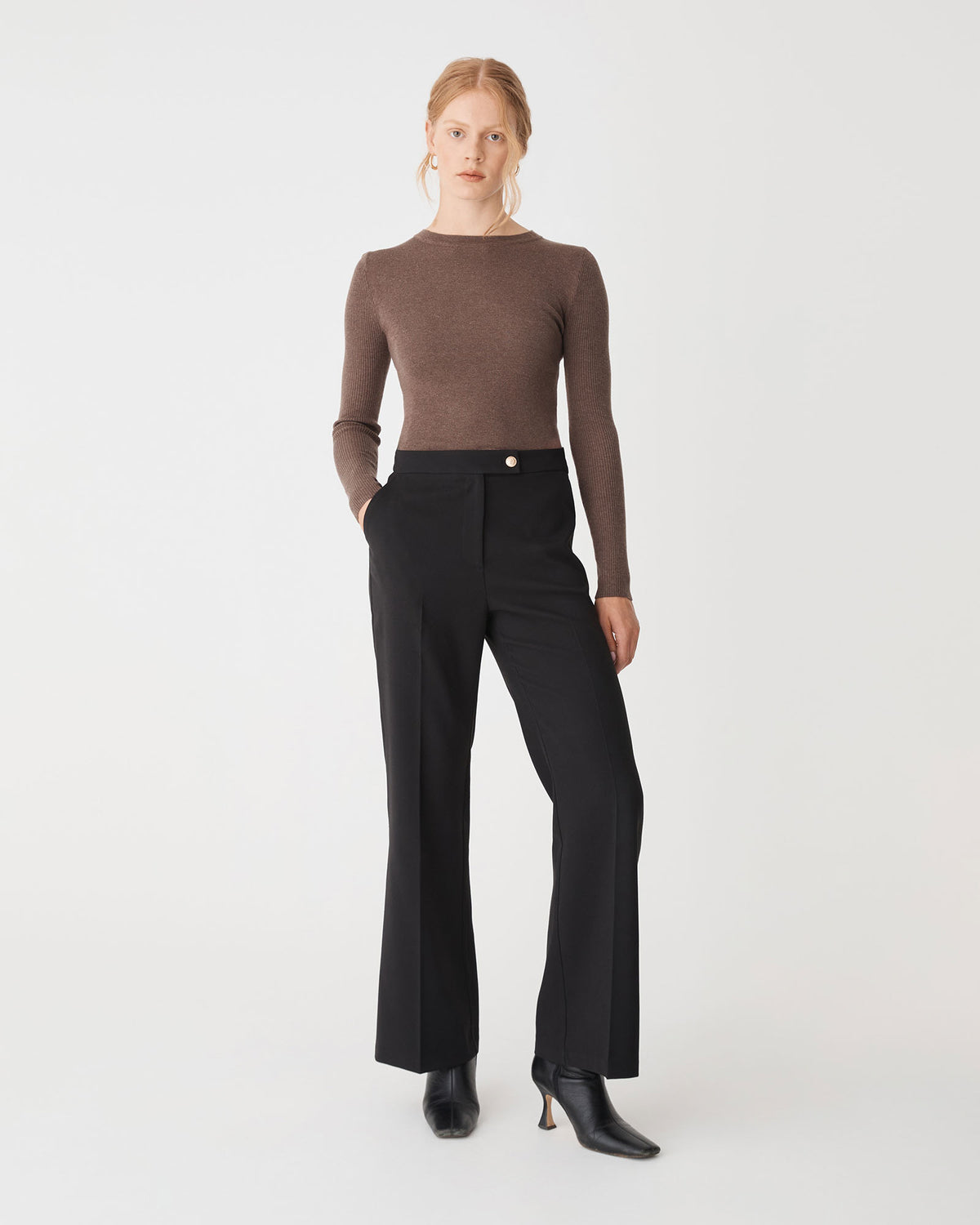 Sadie Bootleg Pants in black — full-length view 2