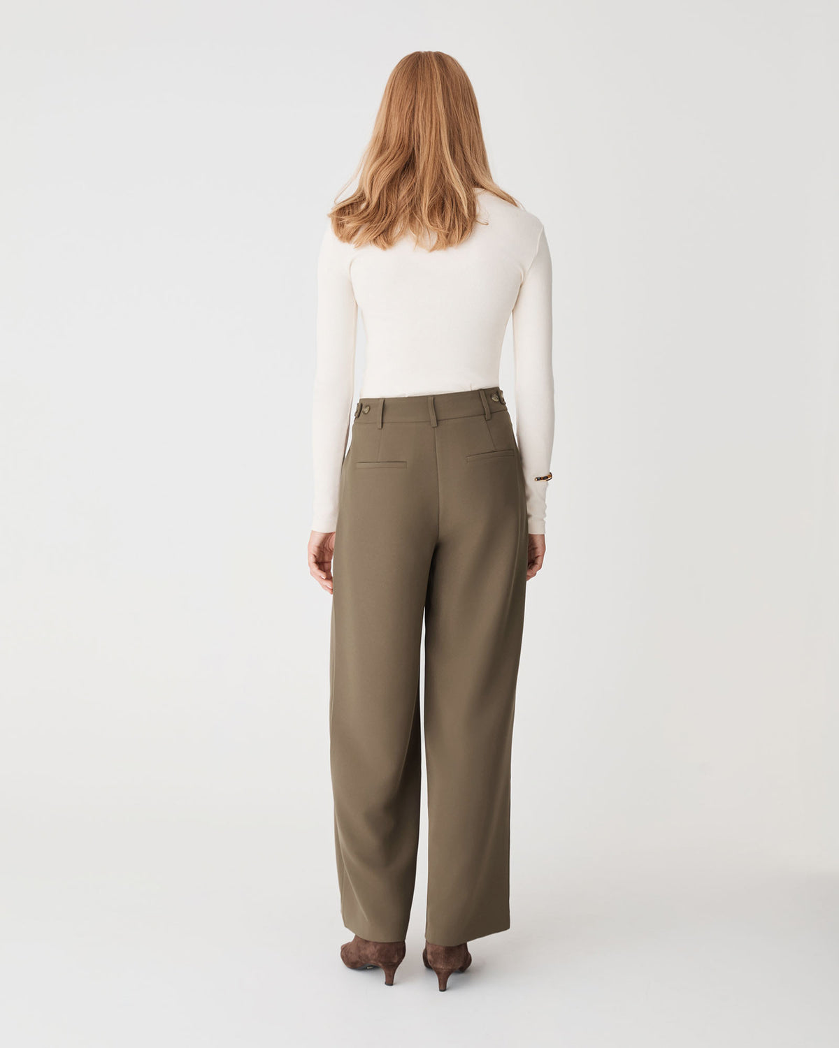 Stevie Adjustable Waist Pants in khaki — view 4