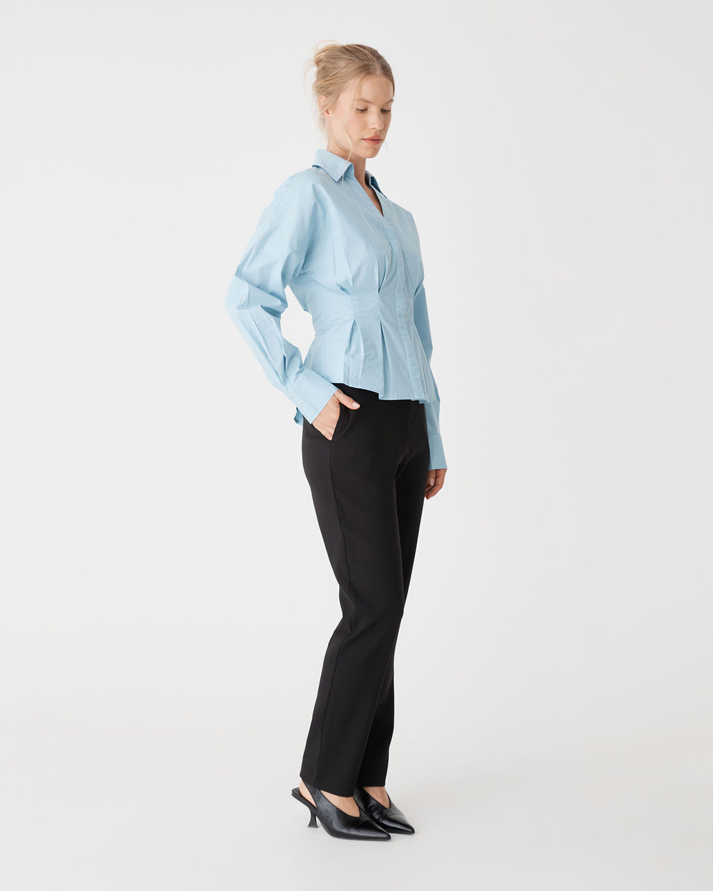 Grace Slim Leg Pants in black — side view